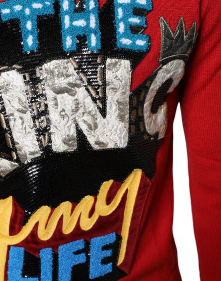 Red I'm The King Wool Crew Neck Sweatshirt Sweater - Image 7