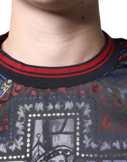 Multicolor Jacquard Crew Neck Sweatshirt Sweater - Image 5