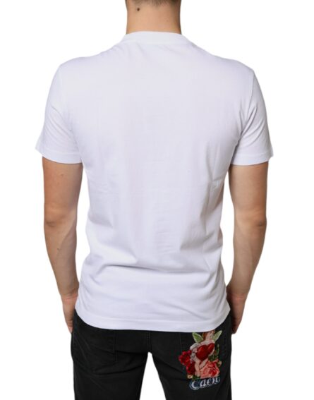 White Cotton DG Applique Casual T-shirt - Image 4