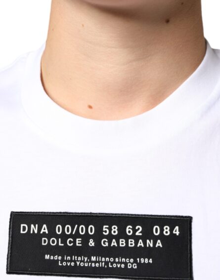 White Cotton DG Applique Casual T-shirt - Image 5