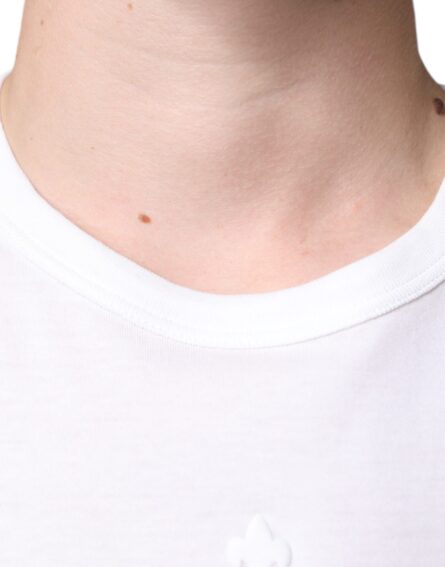 White Logo Embossed Cotton Crewneck T-shirt - Image 5