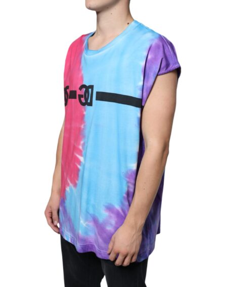 Multicolor Tie Dye Cotton Sleeveless T-shirt - Image 3