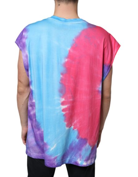 Multicolor Tie Dye Cotton Sleeveless T-shirt - Image 4