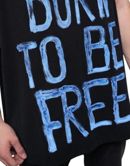 Black Cotton Born To Be Free Sleeveless T-shirt - Image 7