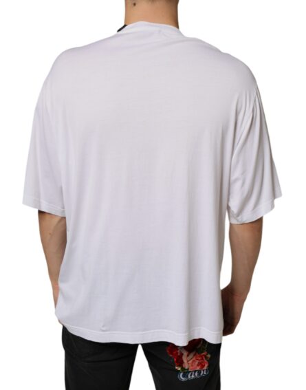 White Cotton Necklace Embellished T-shirt - Image 4