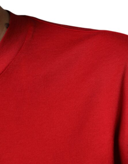 Red Cotton DG Logo Print Crew Neck T-shirt - Image 6