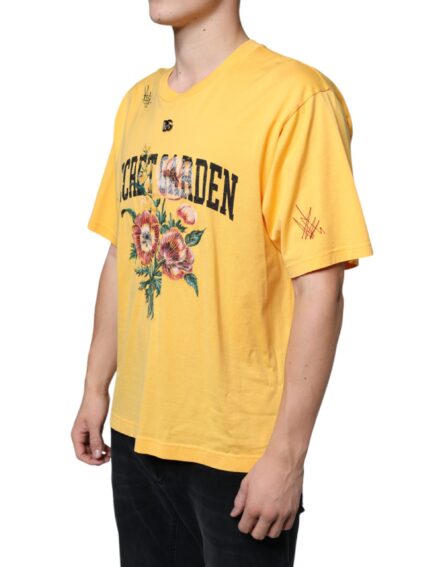 Yellow Secret Graden Floral Cotton Crew Neck T-shirt - Image 3