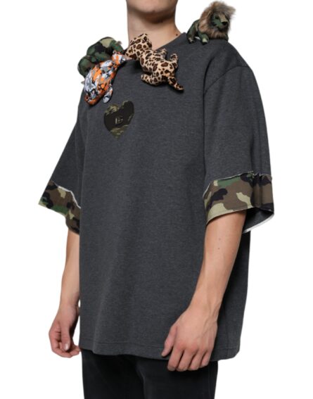 Gray Camouflage Animal Stuff Cotton T-shirt - Image 3