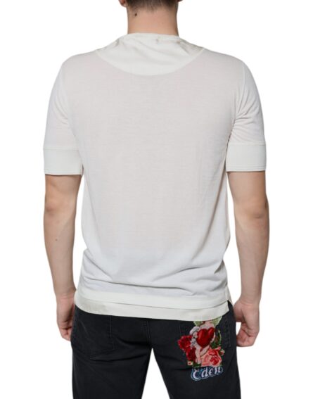 Off White Cotton Short Sleeves T-shirt - Image 4