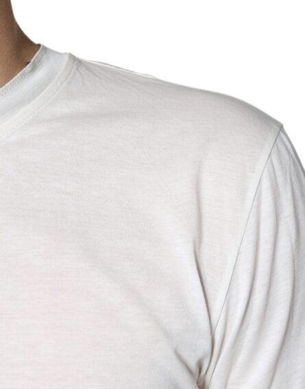 Off White Cotton Short Sleeves T-shirt - Image 6