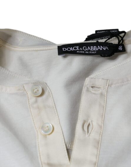 Off White Cotton Short Sleeves T-shirt - Image 7