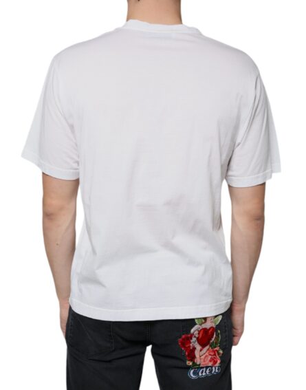 White Cotton DG Logo Print Casual T-shirt - Image 4