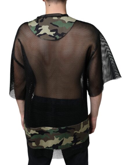 Black Mesh Camouflage Short Sleeves T-shirt - Image 4
