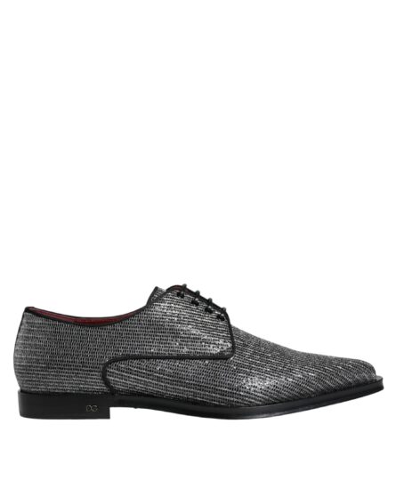 Silver Polyurethane Derby Formal Dress Shoes - Image 8