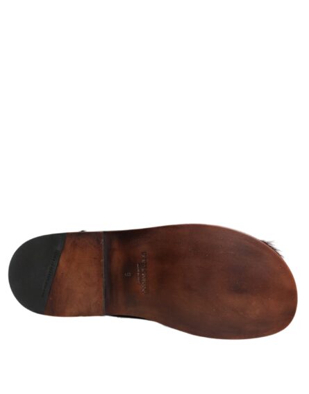 Black Red Gazelle Hair Leather Sandals Shoes - Image 7