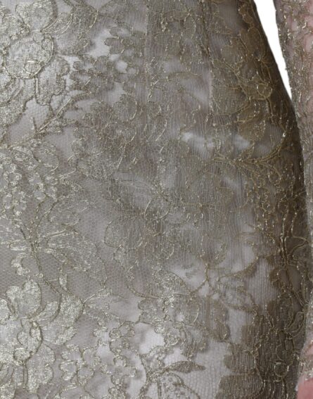 Gold Floral Lace A-line Sheath Mini Dress - Image 7