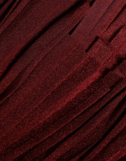 Red One Shoulder Pleated A-line Mini Dress - Image 5