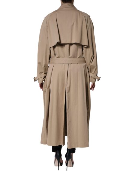 Khaki Double Breasted Trench Coat Jacket - Image 4
