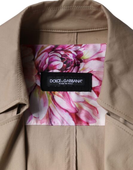 Khaki Double Breasted Trench Coat Jacket - Image 6