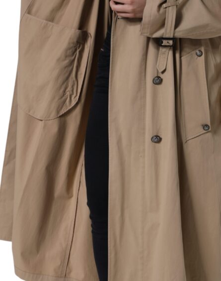 Khaki Double Breasted Trench Coat Jacket - Image 7