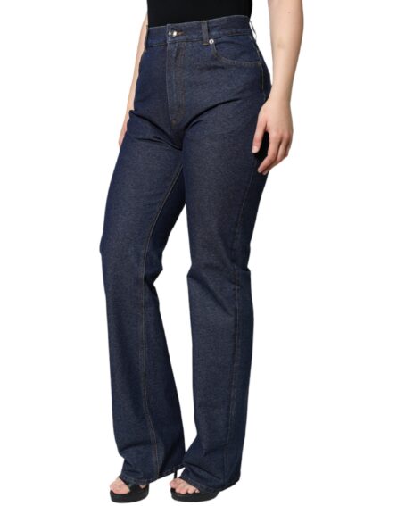Dark Blue Cotton Stretch Straight Denim Jeans - Image 3
