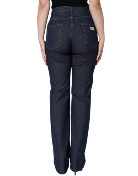 Dark Blue Cotton Stretch Straight Denim Jeans - Image 4