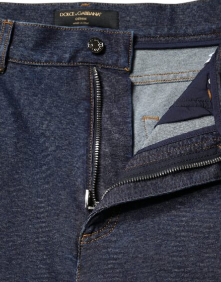 Dark Blue Cotton Stretch Straight Denim Jeans - Image 6