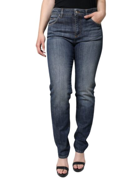 Dark Blue Cotton Stretch Skinny Denim Jeans - Image 3