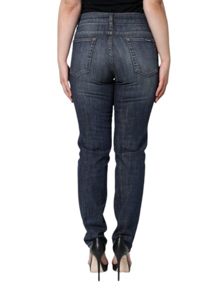 Dark Blue Cotton Stretch Skinny Denim Jeans - Image 4