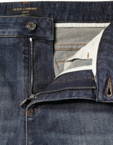 Dark Blue Cotton Stretch Skinny Denim Jeans - Image 5