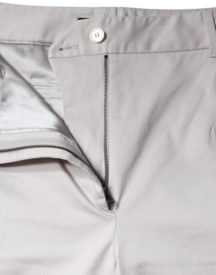 White Cotton Mid Waist Cropped Skinny Pants - Image 5