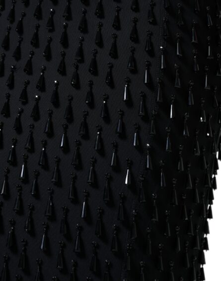 Black Embellished Pencil Cut Midi Skirt - Image 5