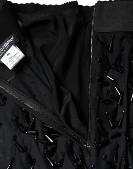 Black Embellished Pencil Cut Midi Skirt - Image 6