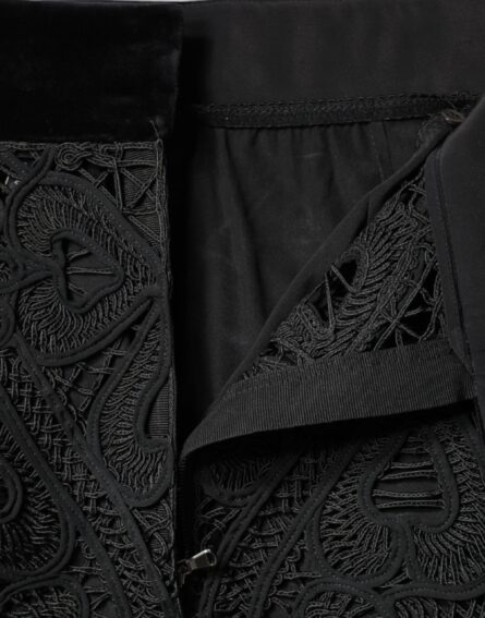Black Floral Lace HighWaist Pencil Cut Skirt - Image 6