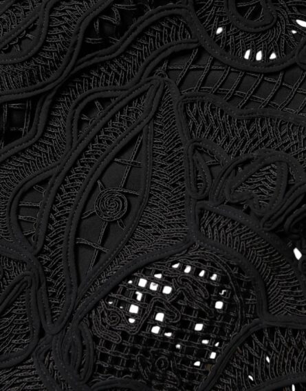 Black Floral Lace HighWaist Pencil Cut Skirt - Image 7