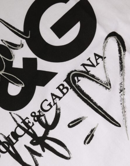 White Cotton Logo Print Round Neck T-shirt - Image 7