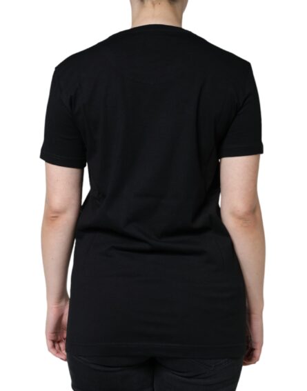 Black Cotton Crew Neck Short Sleeve T-shirt - Image 4