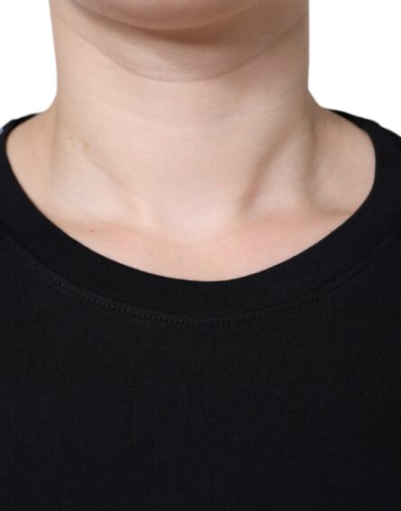 Black Cotton Crew Neck Short Sleeve T-shirt - Image 5