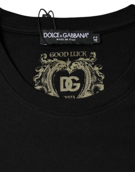 Black Cotton Crew Neck Short Sleeve T-shirt - Image 6
