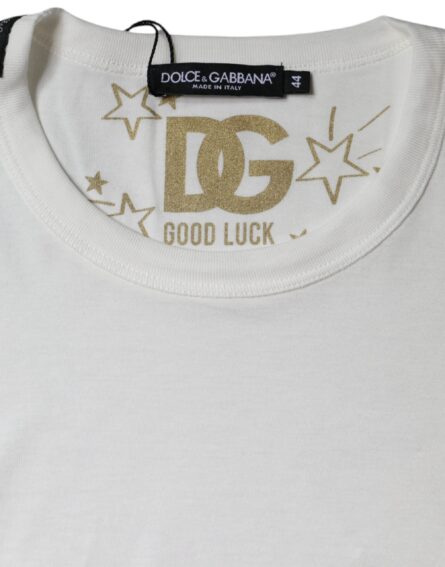 White Cotton Crew Neck Short Sleeve T-shirt - Image 6