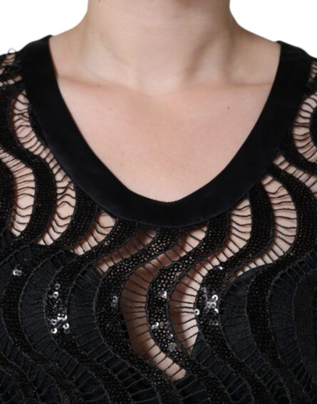 Black Sequin Sleeveless Tank Blouse Top - Image 5