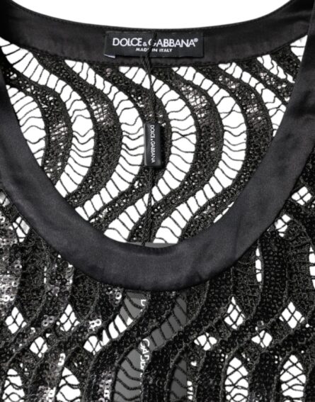 Black Sequin Sleeveless Tank Blouse Top - Image 7