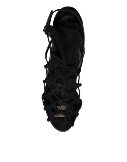 Black Tulle Stretch Heels Sandals Shoes - Image 5