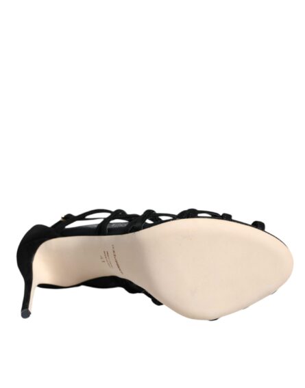 Black Tulle Stretch Heels Sandals Shoes - Image 7