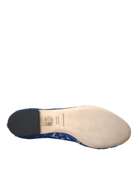 Blue Lace Crystal Ballet Flats Loafers Shoes - Image 7