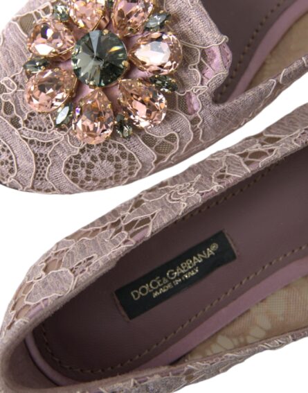 Pink Lace Crystal Ballet Flats Loafers Shoes - Image 8