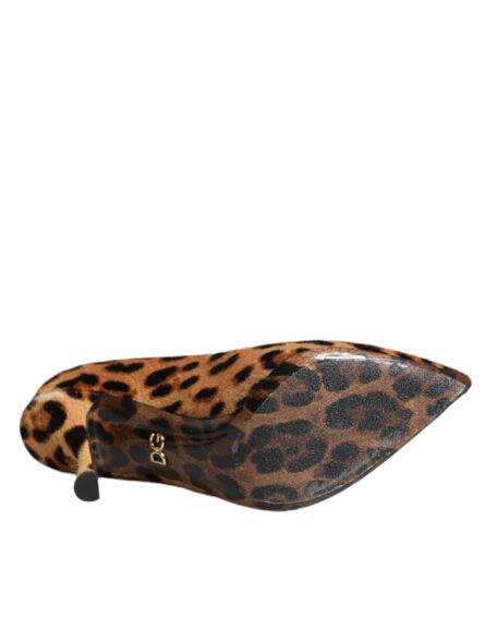 Brown Leopard Calf Hair Heels Pumps Shoes - Image 7