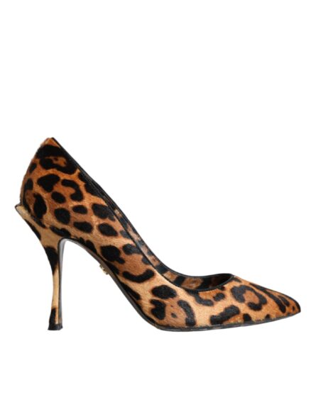 Brown Leopard Calf Hair Heels Pumps Shoes - Image 8