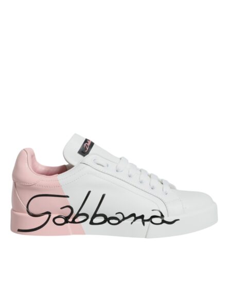 White Pink Portofino Low Top Sneakers Shoes - Image 7