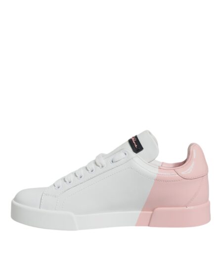 White Pink Portofino Low Top Sneakers Shoes - Image 8